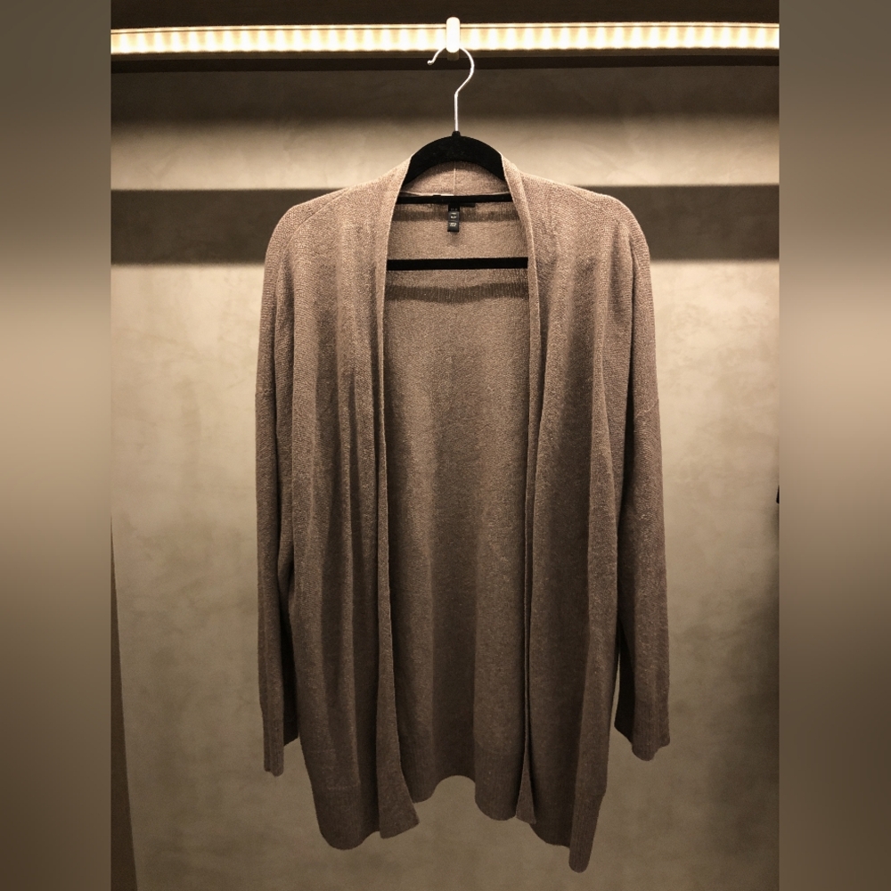 Eileen Fisher Organic Linen Cotton Open Cardigan | Taupe | Size S | Lightweight